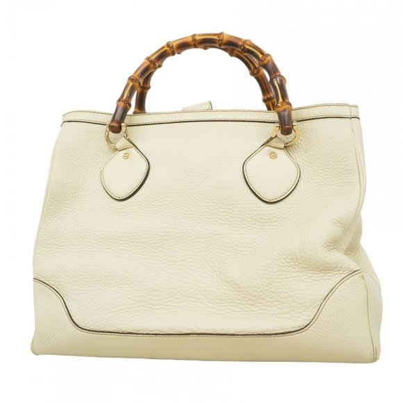 GUCCI White Leather Bamboo Bag - Picture 1 of 15